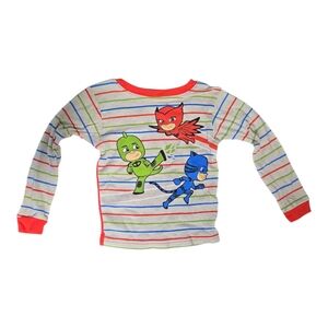 PJ Masks Toddler Long Sleeve Shirt 5T Catboy Owlette Gekko Striped